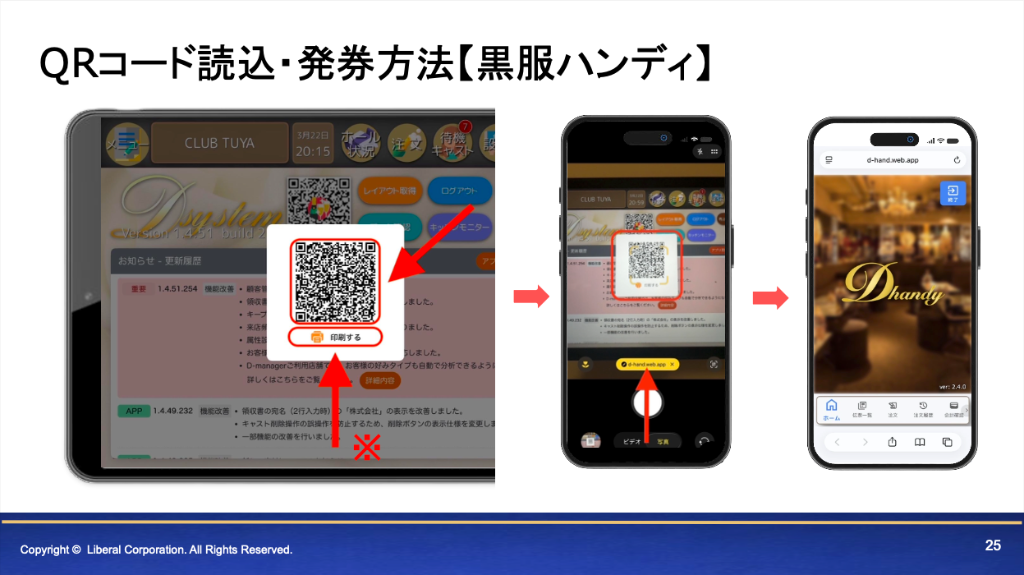 QRコード読込・発券方法【黒服ハンディ】D-manager連携