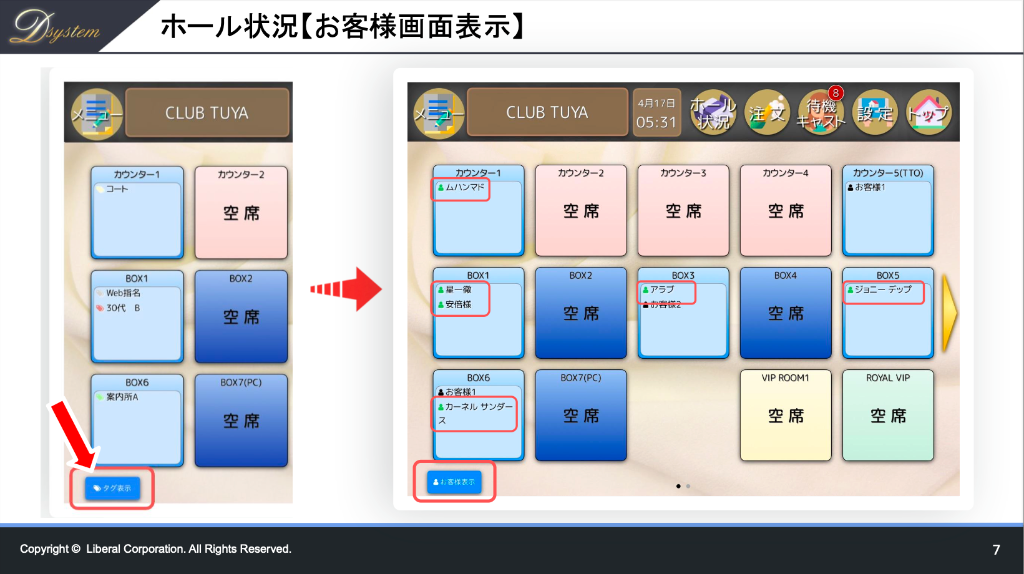 ホール状況【お客様画面表示】