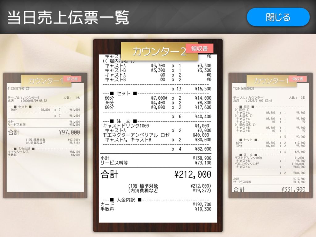 D-systemの当日売上伝票一覧
